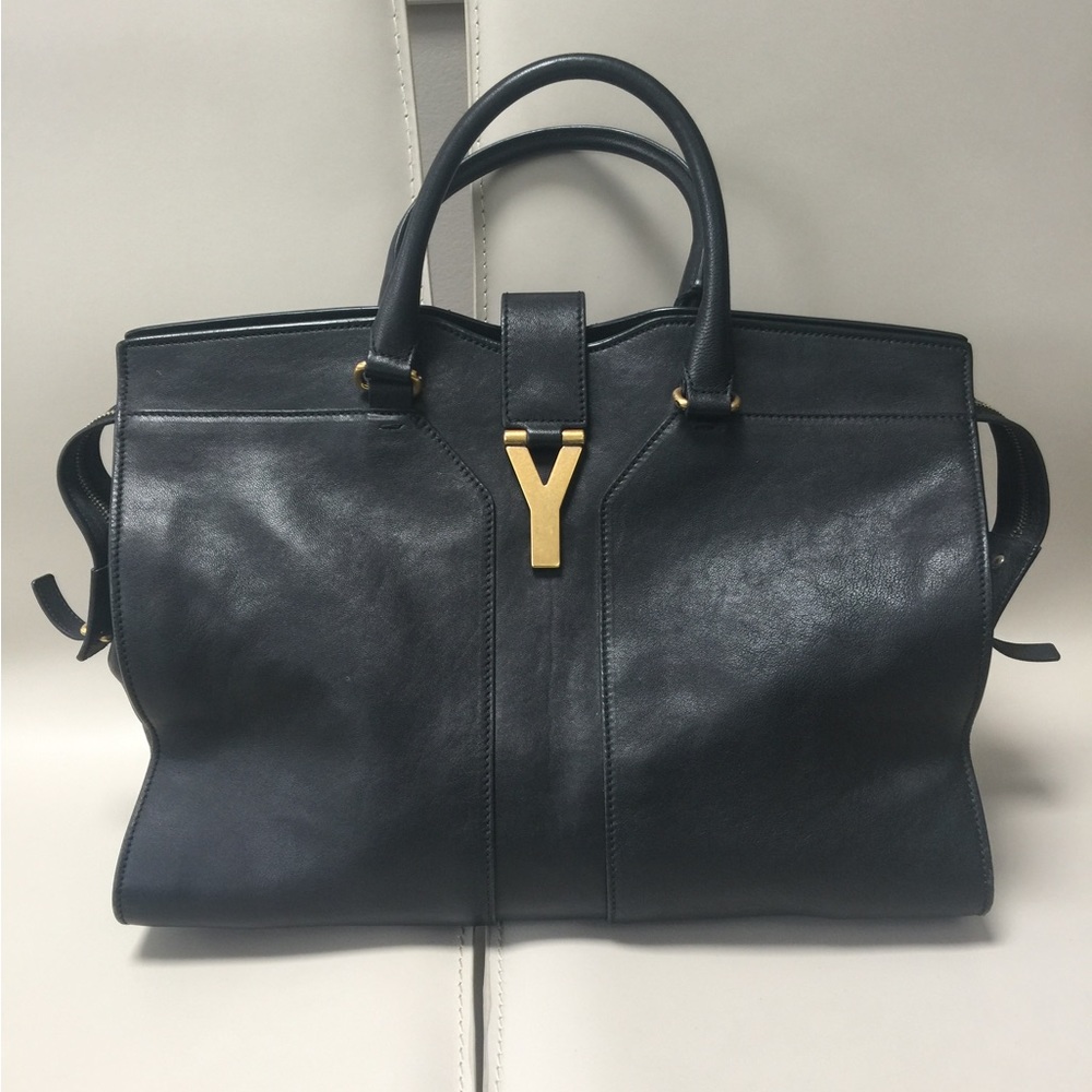 YSL Large Cabas Black Leather Bag